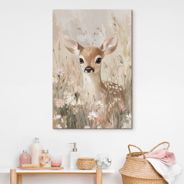 Peinture d'un cerf dans un champ de fleurs Peinture d'un cerf dans un champ de fleurs