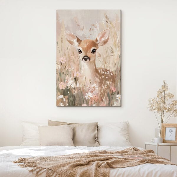 Peinture d'un cerf dans un champ de fleurs Peinture d'un cerf dans un champ de fleurs