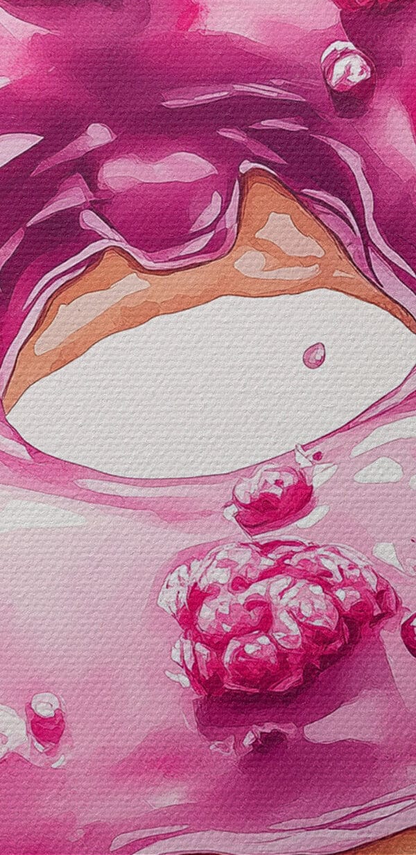 Peinture d'un beignet avec des framboises Peinture d'un beignet avec des framboises