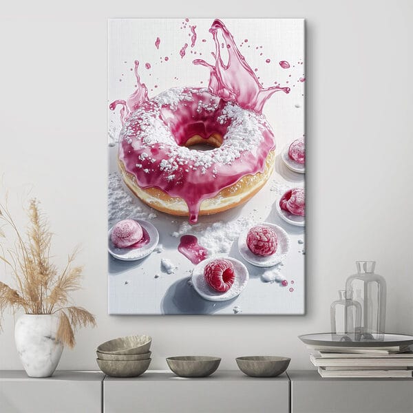 Donut avec glaçage rose et sucre en poudre Donut avec glaçage rose et sucre en poudre