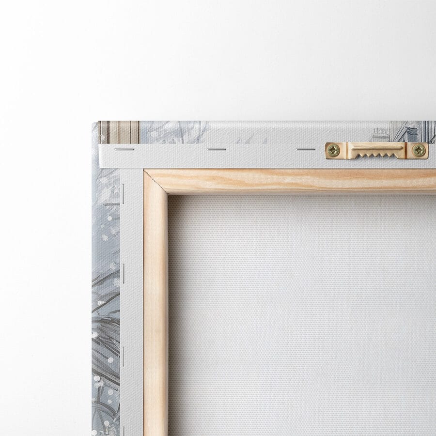 Tableaux Deux tasses de café sur un balcon avec de la neige et des bâtiments – Image 5