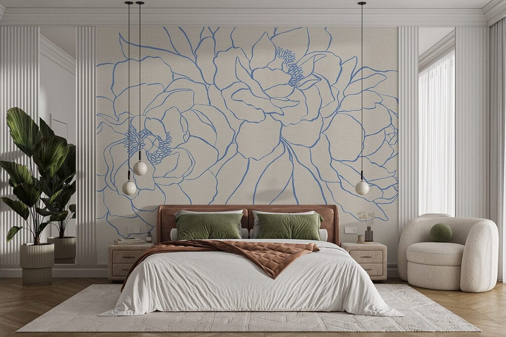 Drawing of flowers on a white surface