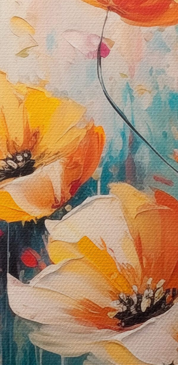 Peinture de fleurs sur fond bleu Peinture de fleurs sur fond bleu