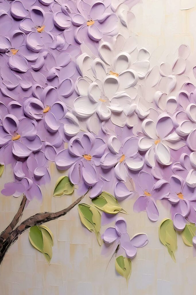 Painting of flowers on a white surface