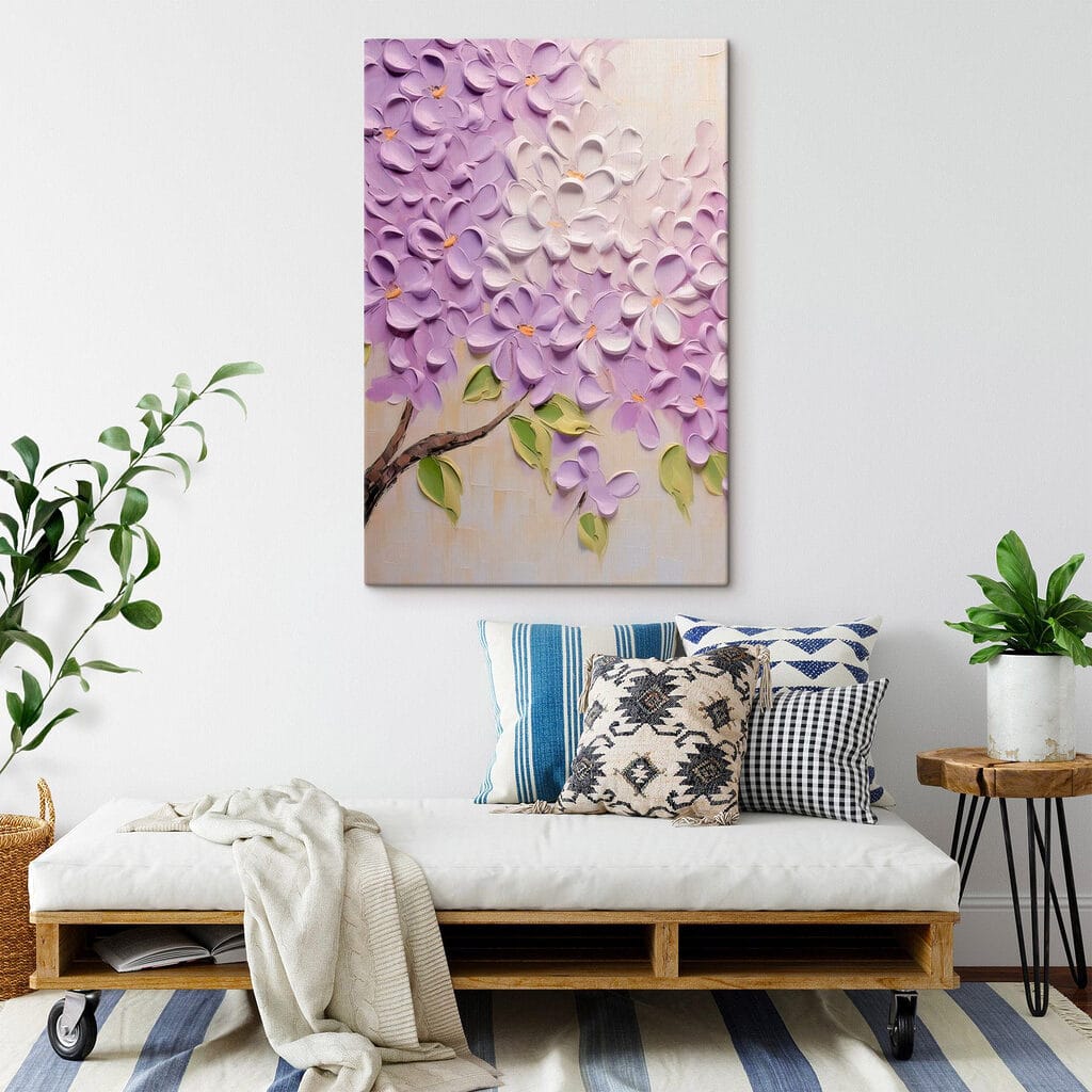Painting of flowers on a white surface