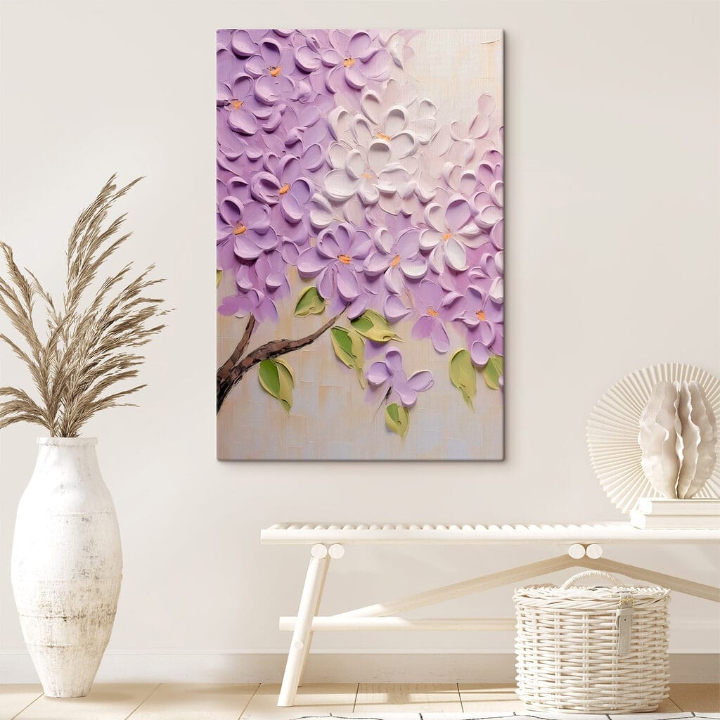 Painting of flowers on a white surface