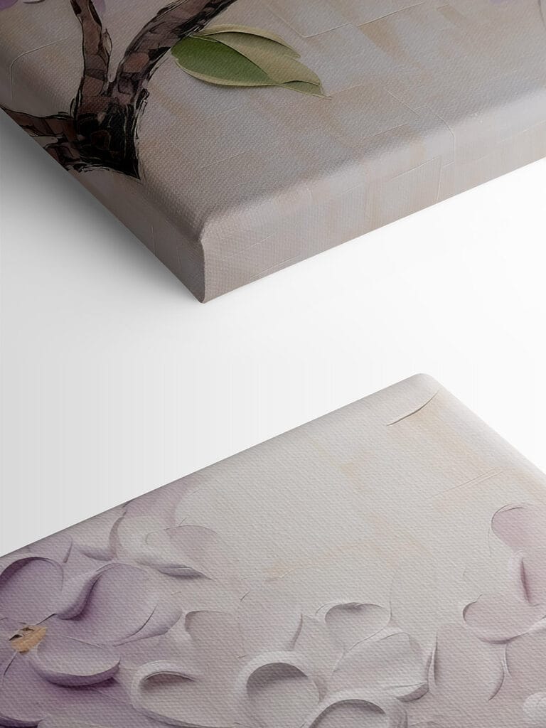 Painting of flowers on a white surface