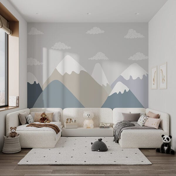 Chaîne de montagnes avec nuages Chaîne de montagnes avec nuages