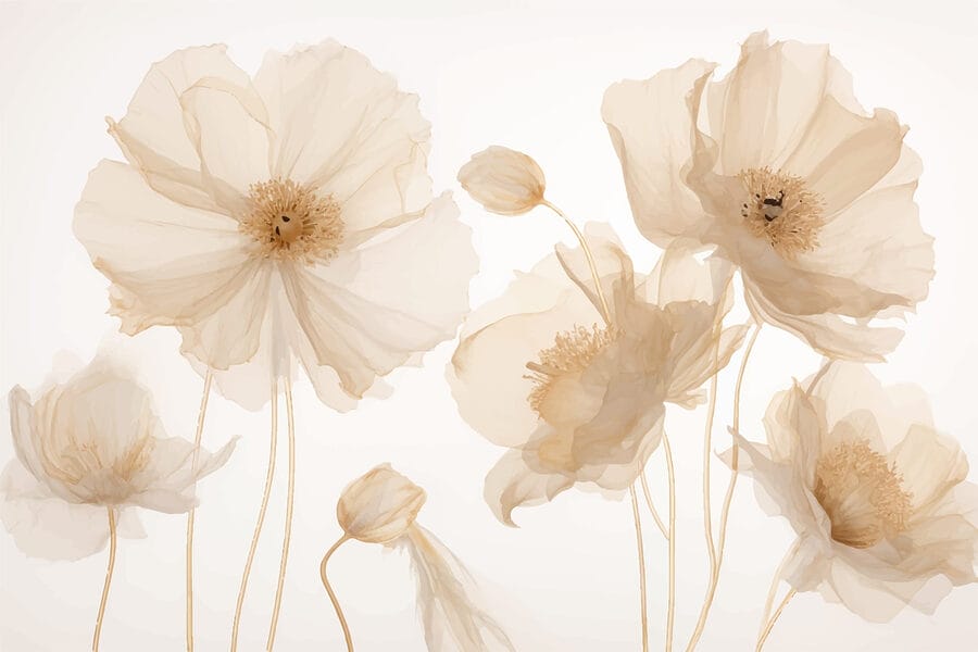 Groupe de fleurs avec tiges