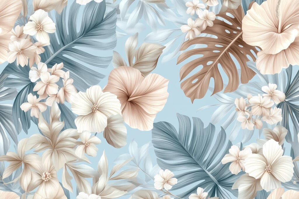Motif floral avec des fleurs blanches et brunes Motif floral avec des fleurs blanches et brunes