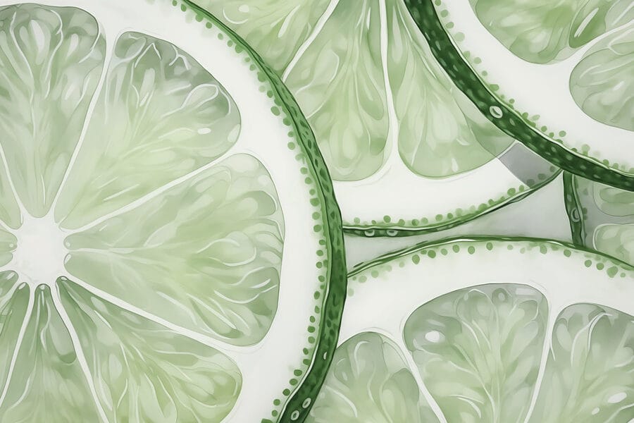 Les tranches de citron vert frais sont joliment disposées