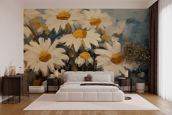 Peinture de fleurs blanches et jaunes Peinture de fleurs blanches et jaunes