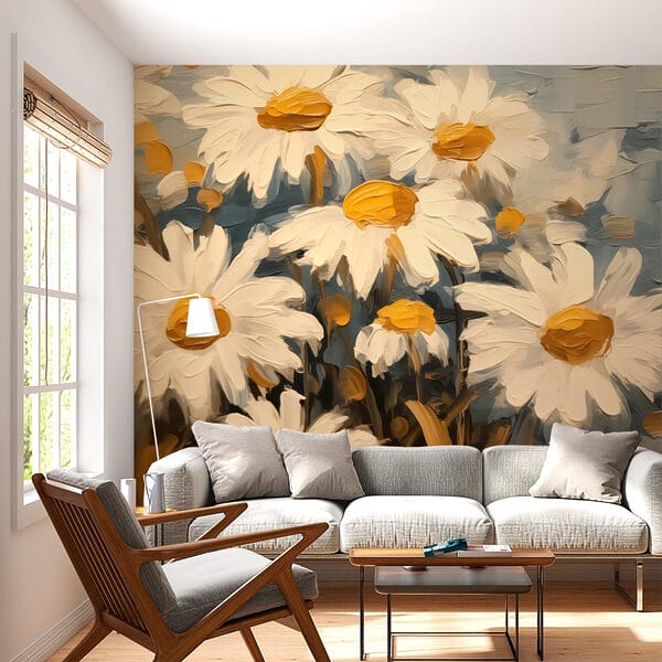 Peinture de fleurs blanches et jaunes Peinture de fleurs blanches et jaunes
