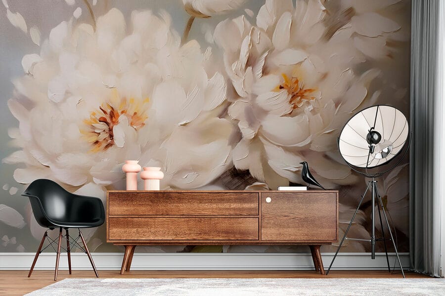 Peinture de fleurs blanches