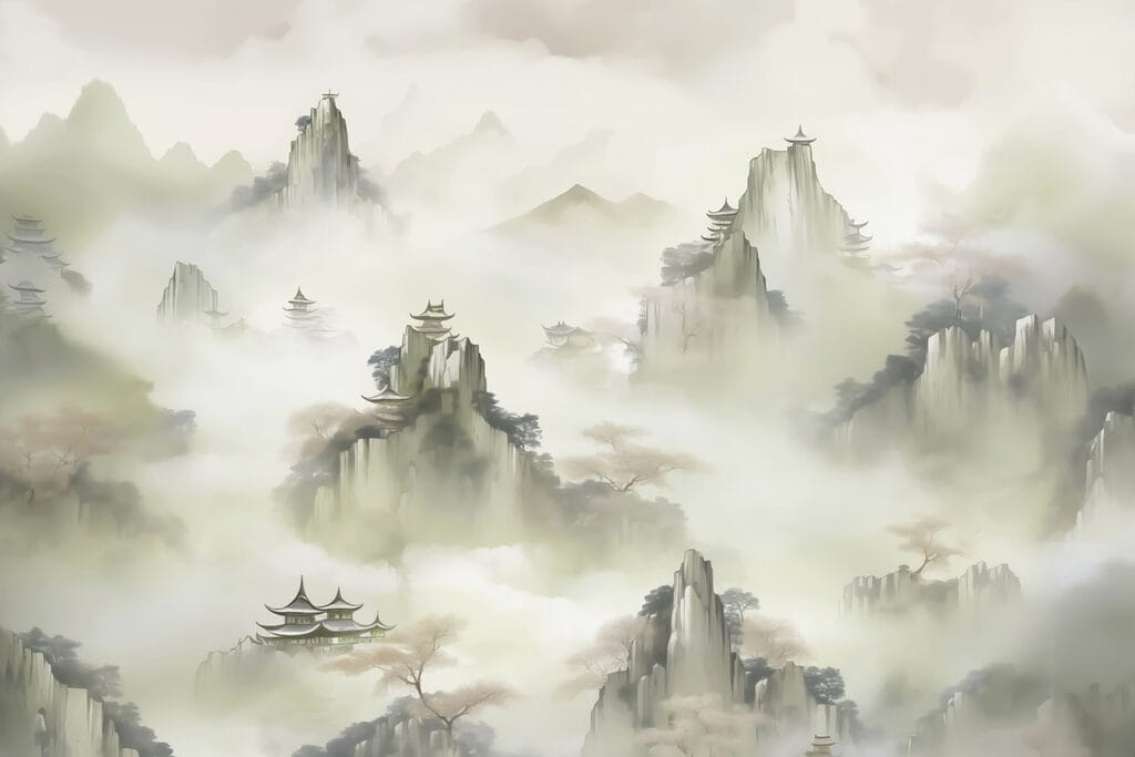 Paysage avec montagnes et arbres Paysage avec montagnes et arbres