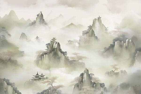 Paysage avec montagnes et arbres Paysage avec montagnes et arbres