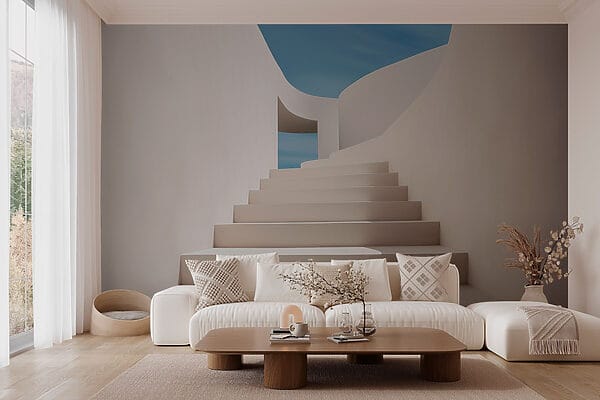 Escalier blanc avec ciel bleu Escalier blanc avec ciel bleu