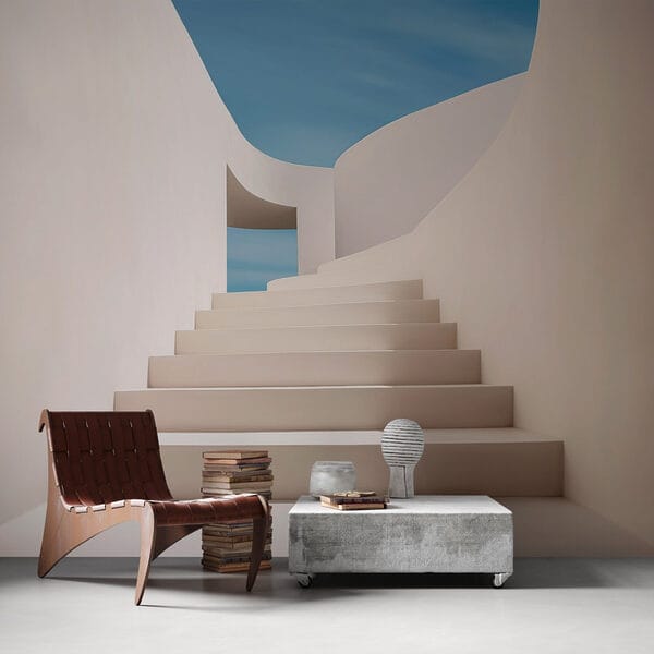 Escalier blanc avec ciel bleu Escalier blanc avec ciel bleu