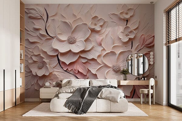 Fleurs blanches et roses sur une surface blanche Fleurs blanches et roses sur une surface blanche