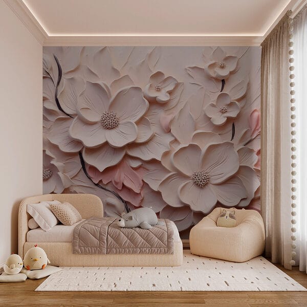 Fleurs blanches et roses sur une surface blanche Fleurs blanches et roses sur une surface blanche