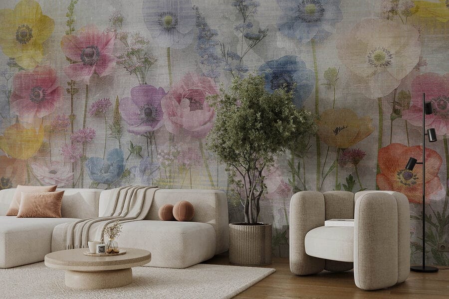Groupe de fleurs sur fond blanc