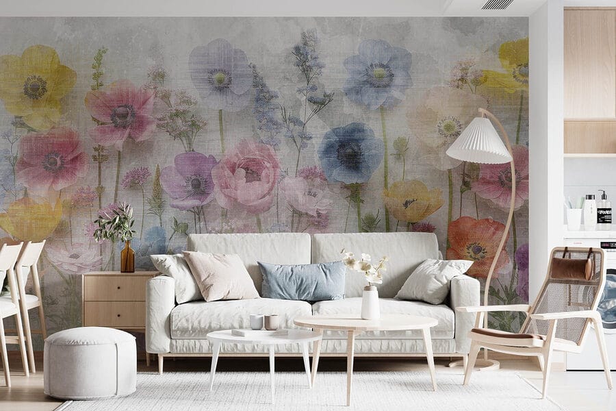 Groupe de fleurs sur fond blanc