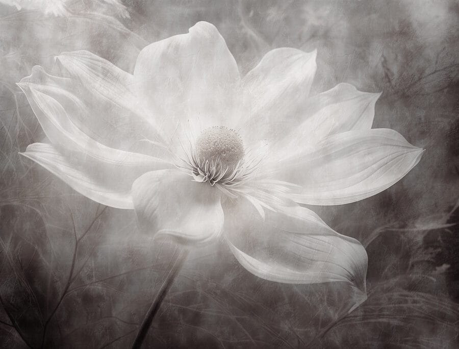 Fleur blanche avec un centre noir Fleur blanche avec un centre noir