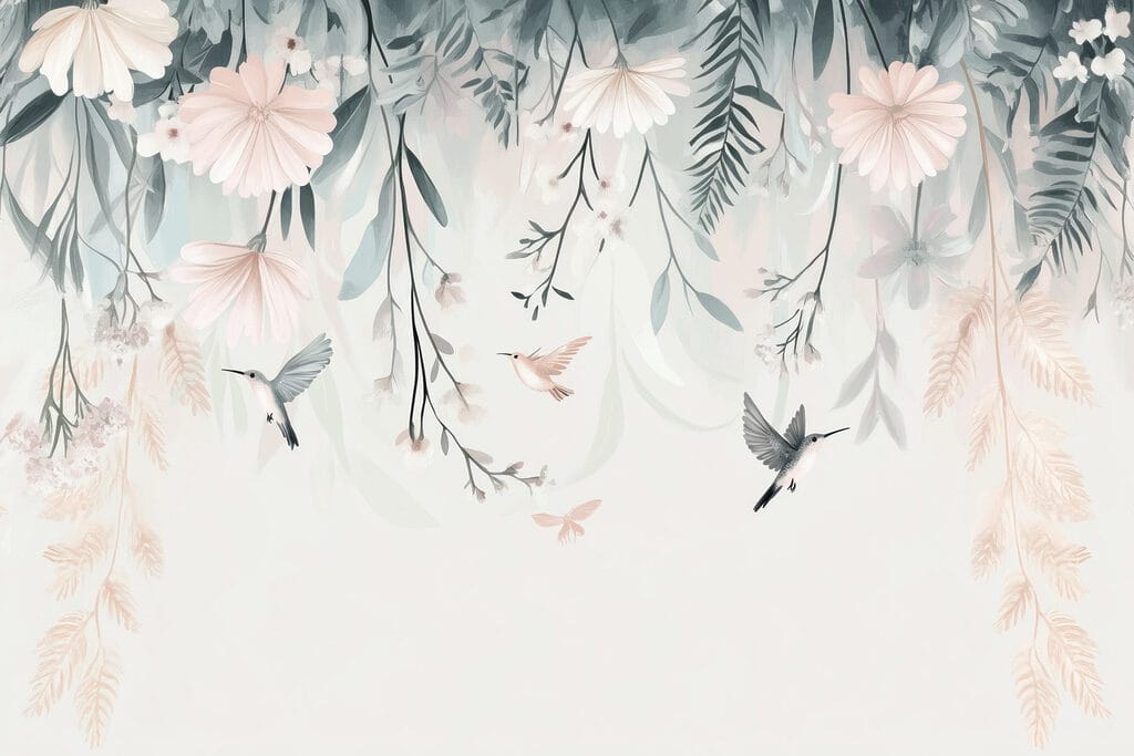 Oiseau volant au-dessus des fleurs Oiseau volant au-dessus des fleurs