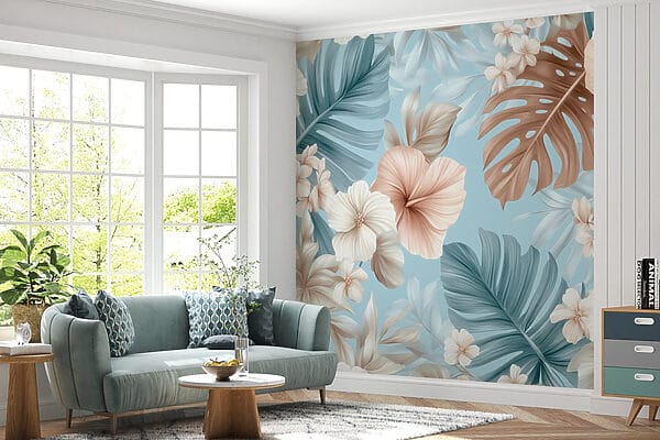 Motif floral avec des fleurs blanches et brunes Motif floral avec des fleurs blanches et brunes