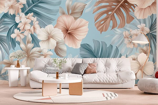 Motif floral avec des fleurs blanches et brunes Motif floral avec des fleurs blanches et brunes