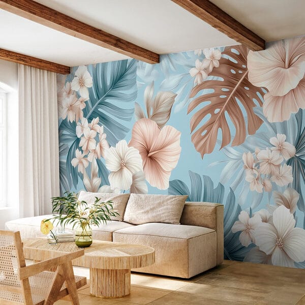 Motif floral avec des fleurs blanches et brunes Motif floral avec des fleurs blanches et brunes