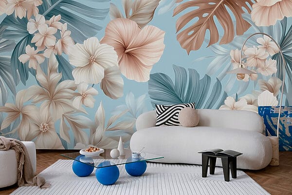 Motif floral avec des fleurs blanches et brunes Motif floral avec des fleurs blanches et brunes