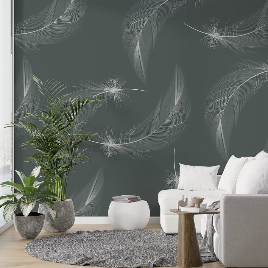 Motif de plumes blanches