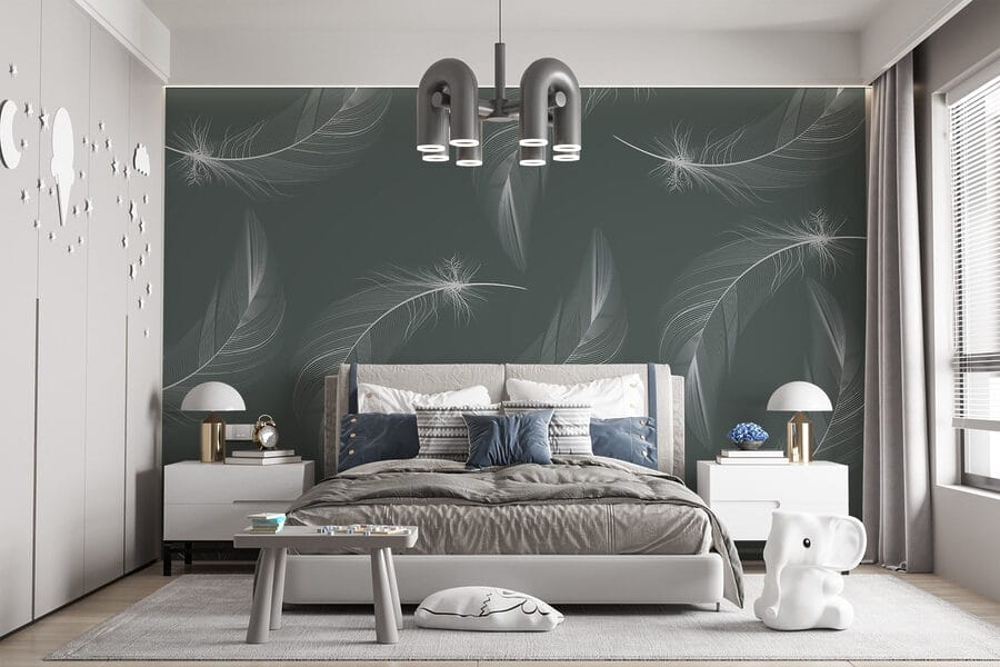 Motif de plumes blanches