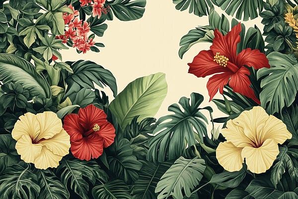 Groupe de fleurs et de feuilles Groupe de fleurs et de feuilles