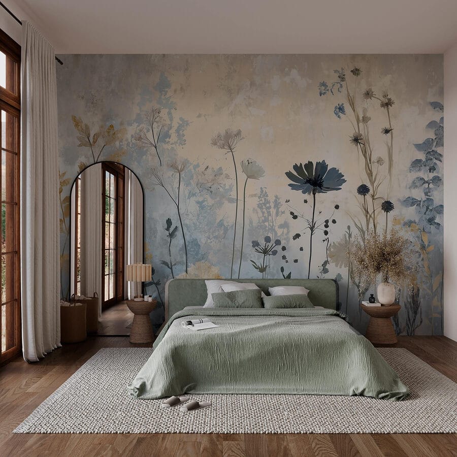 Peinture de fleurs sur un mur