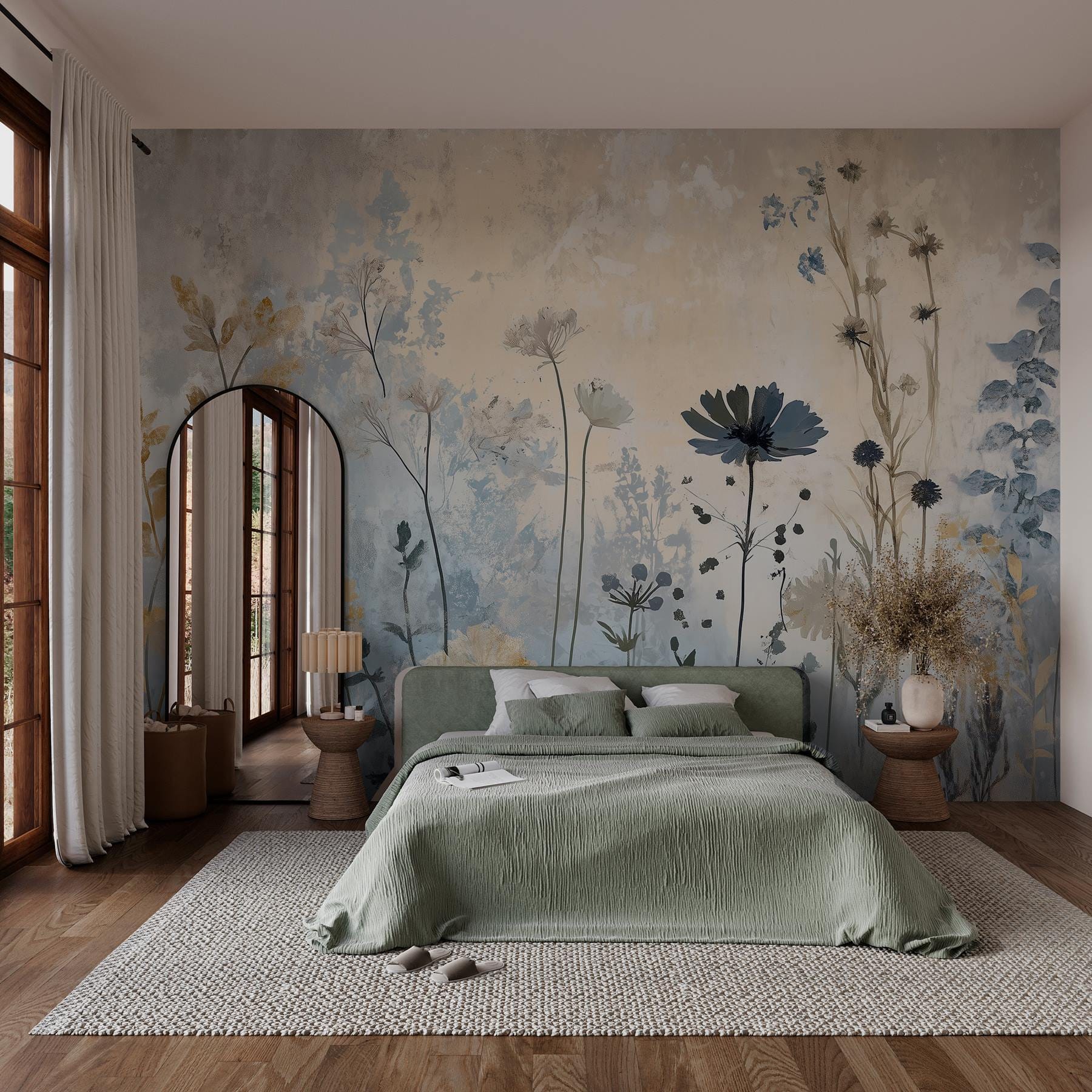 Painting of flowers on a wall