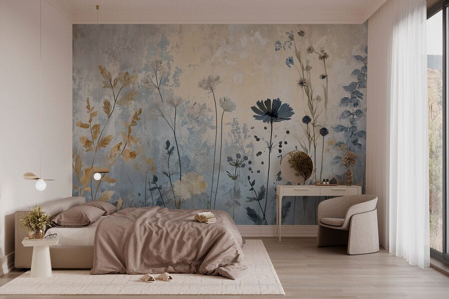 Peinture de fleurs sur un mur