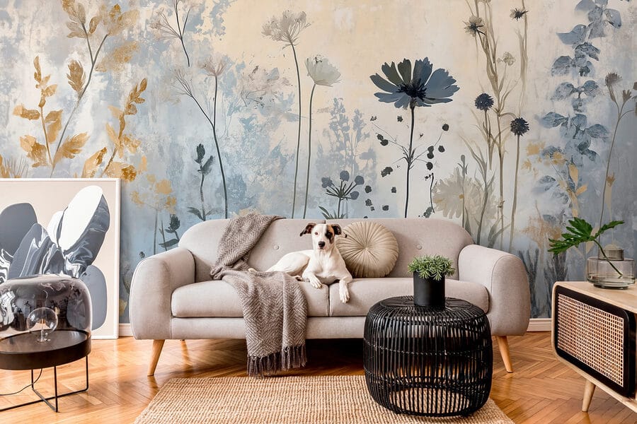 Peinture de fleurs sur un mur