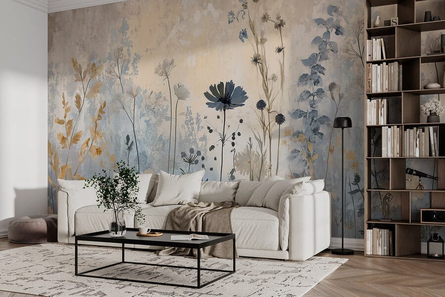 Peinture de fleurs sur un mur