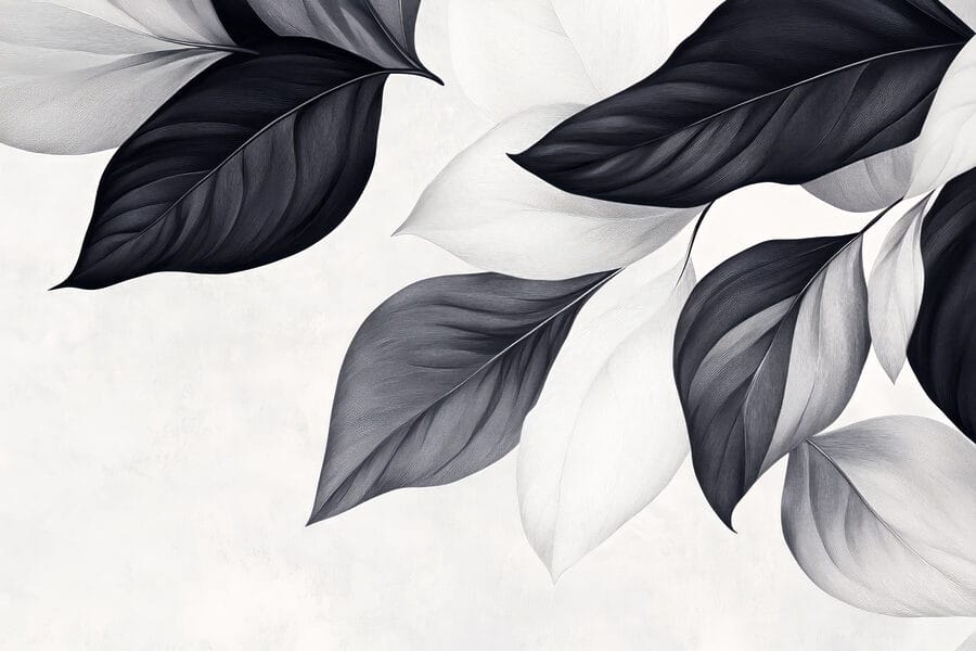 Feuilles élégantes dans des tons monochromes.