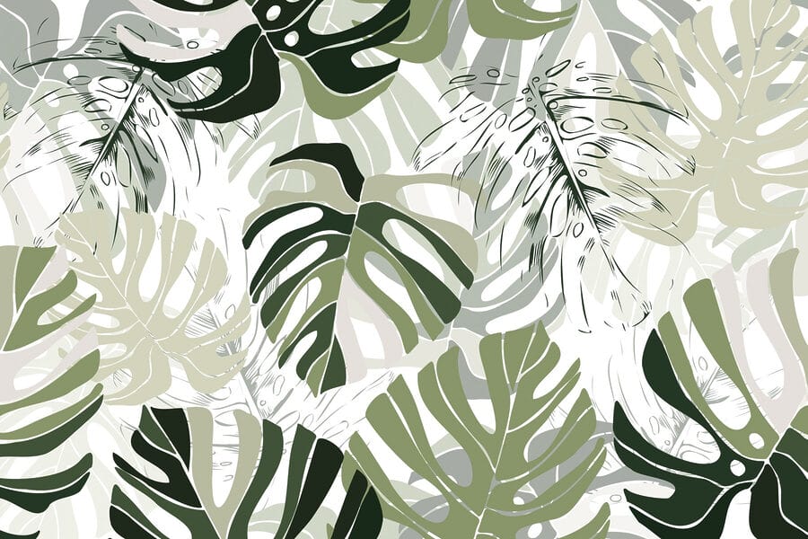 Motif de feuilles sur fond blanc