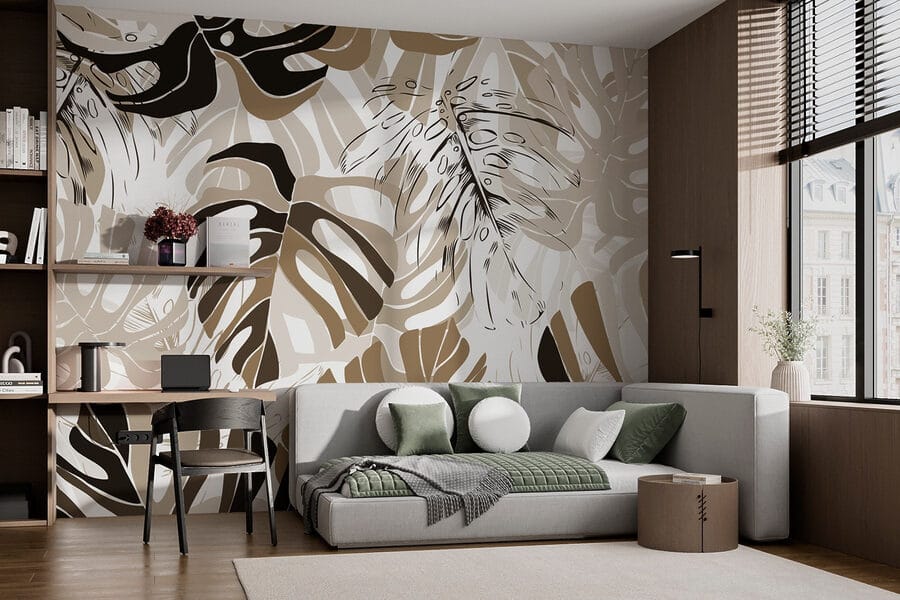 Motif de feuilles sur fond blanc