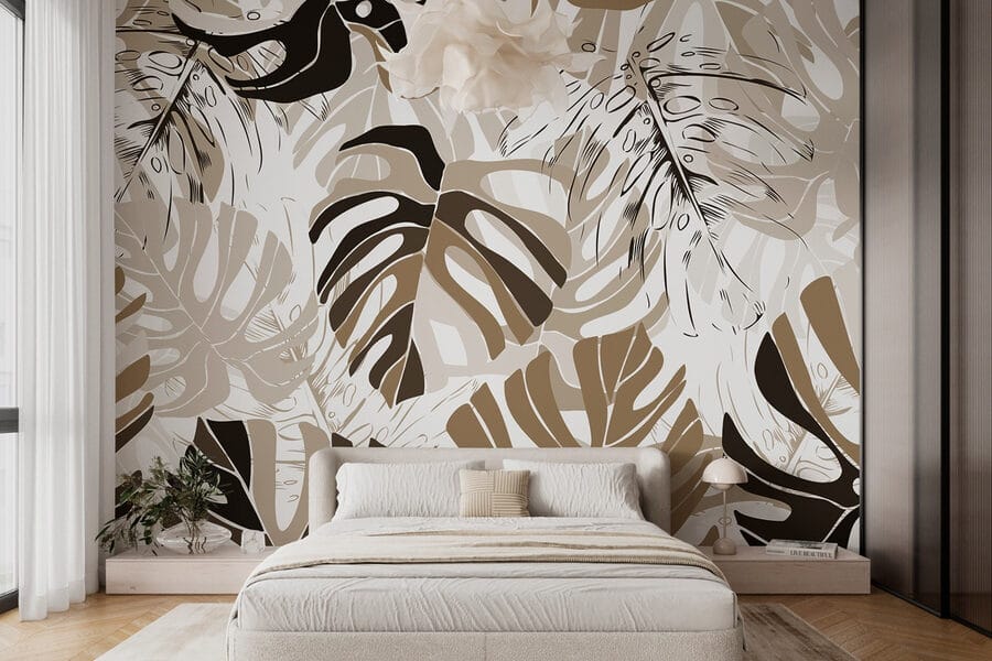 Motif de feuilles sur fond blanc