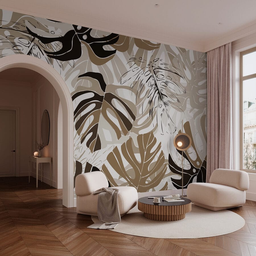 Motif de feuilles sur fond blanc