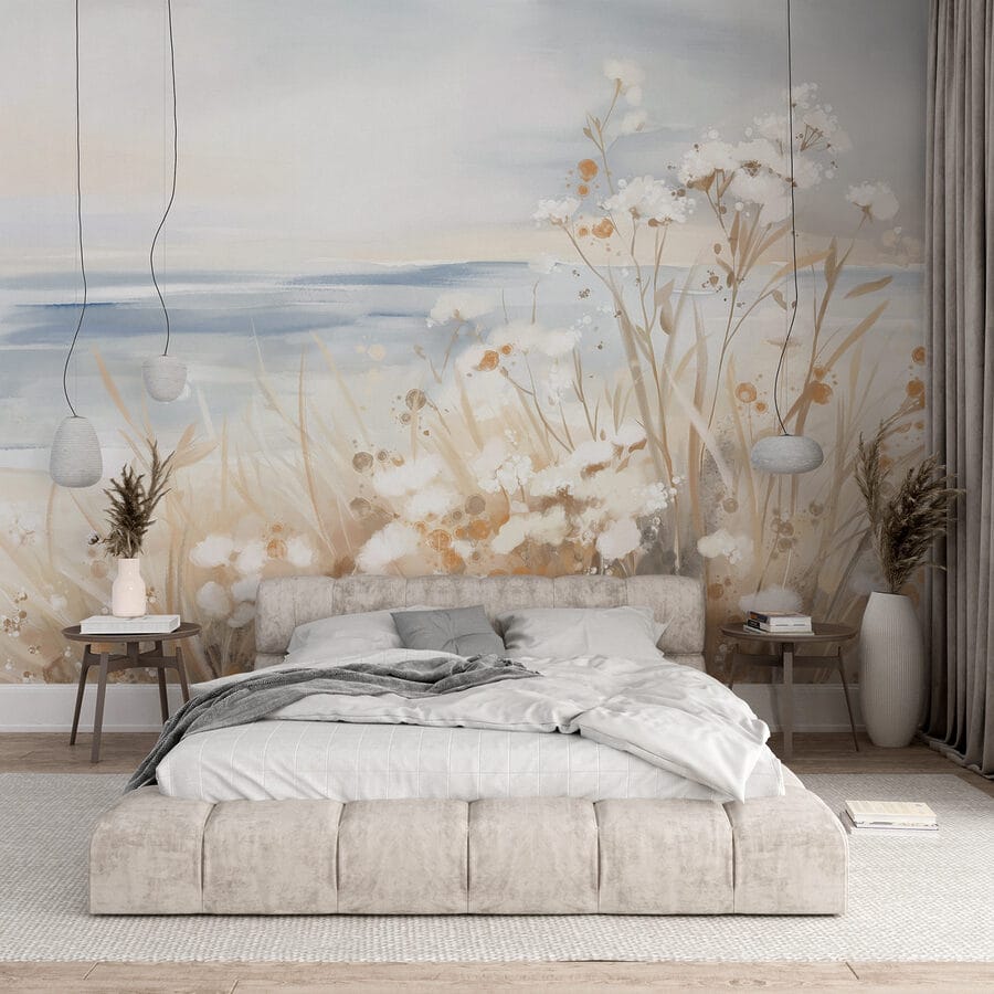 Peinture de fleurs et d'herbe