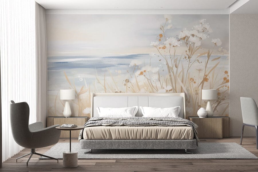 Peinture de fleurs et d'herbe