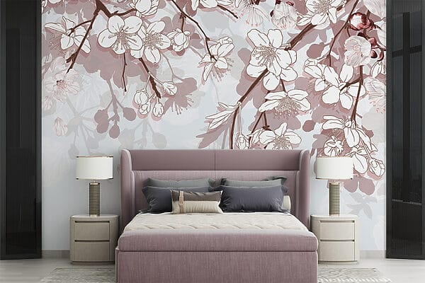 Papier peint Des fleurs délicates aux teintes douces (UGS : w08743) Papier peint Papier peint Des fleurs délicates aux teintes douces (UGS : w08743)