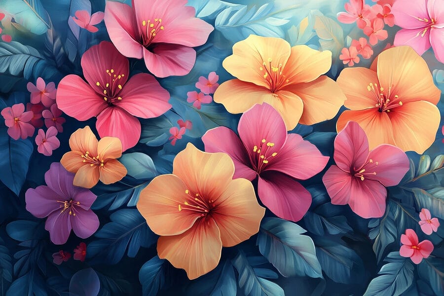 Groupe de fleurs colorées
