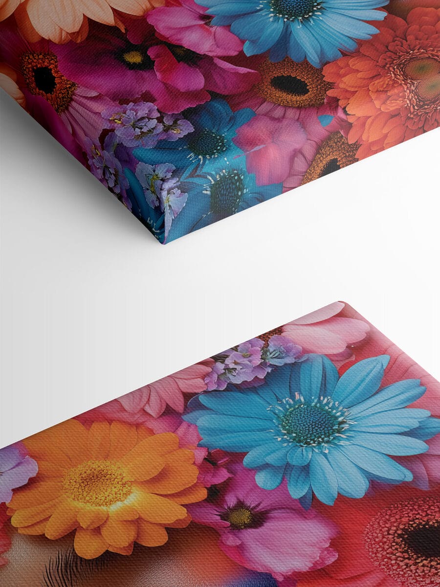 Femme avec des fleurs autour du visage